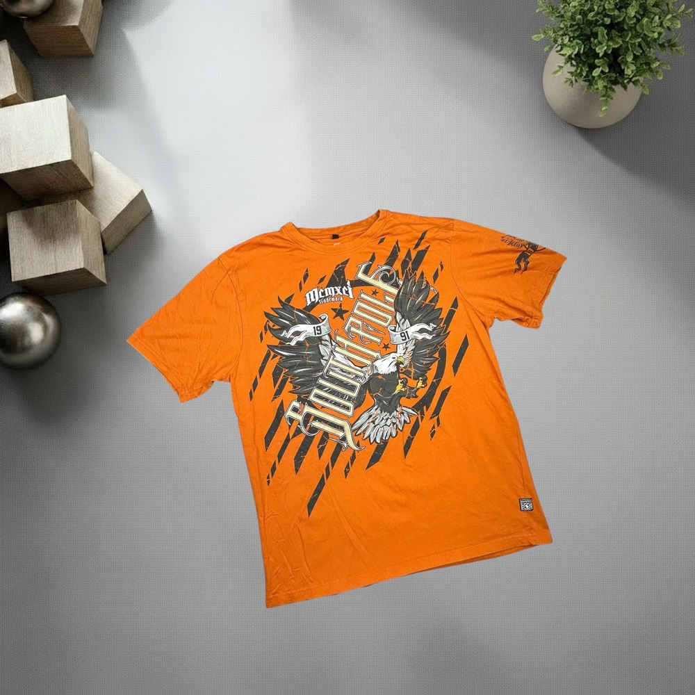 Southpole Vintage Y2K Orange Eagle Graphic T-Shirt Mens XL Streetwear Skater